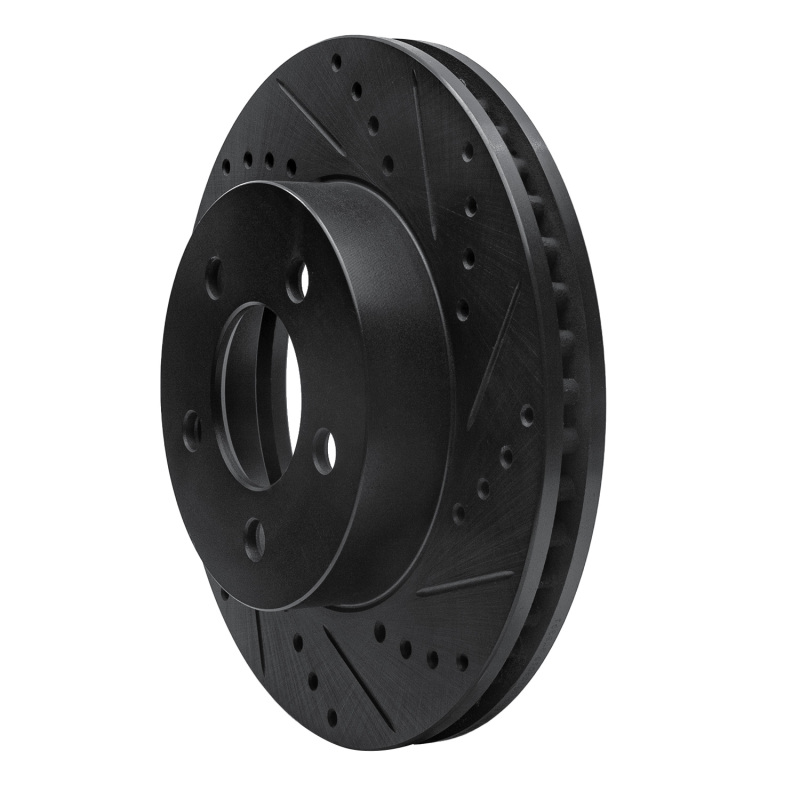 Jeep Liberty Brake Rotor (1) - Front Right - R1 Concepts - Drilled & Slotted - Black - `02-`07